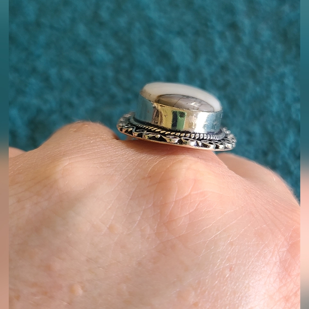 Black And White Jasper Gemstone Ring - Picture 4 of 6